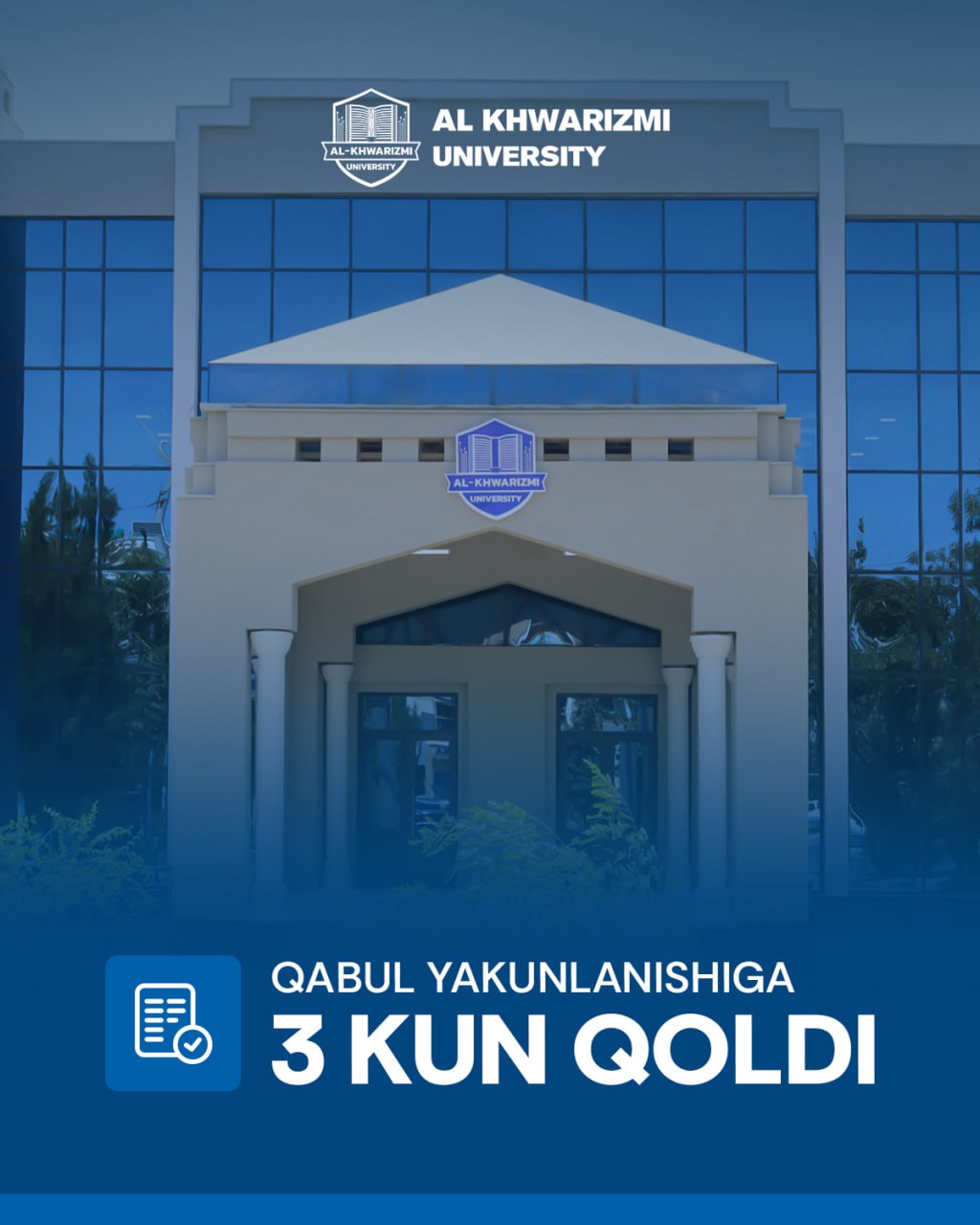 Qabul yakunlanishiga 3 kun qoldi